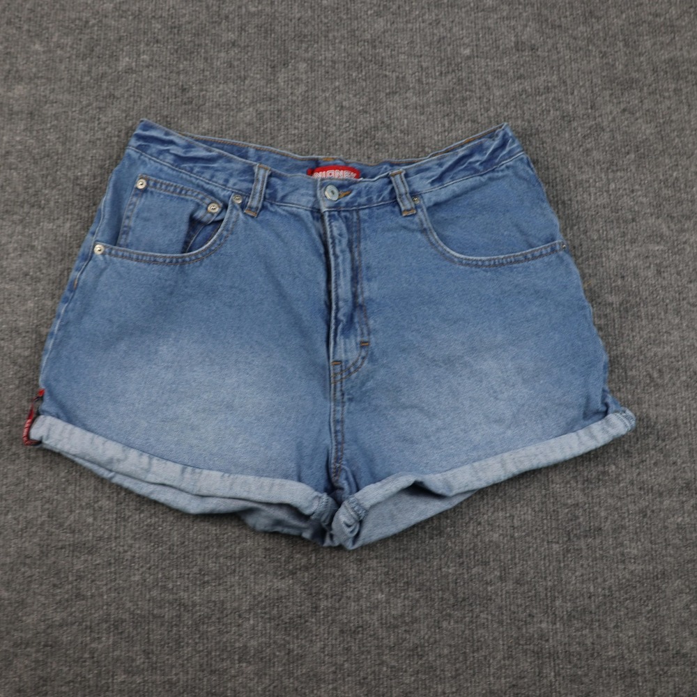 Vintage Unionbay Shorts Womens 11 Blue Denim Cuffed Buckle Back High Rise 90s